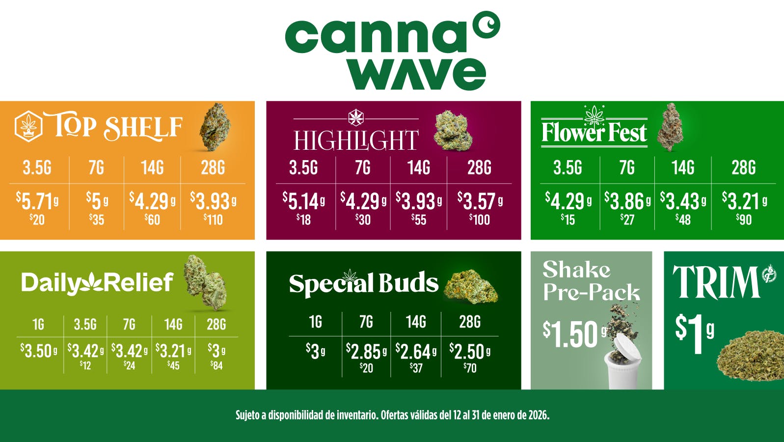Cannawave Ola de ofertas en Cannawave 🌊 28g $70 | 28g $84