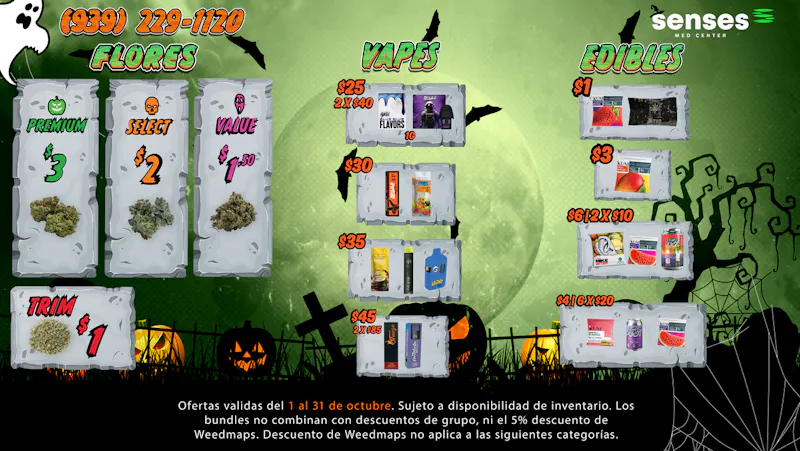 Senses Med Center Senses Spooky Deals🧟‍♀️Flores desde $1.50/g