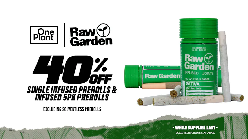One Plant Lompoc 40% OFF Raw Garden Infused Prerolls