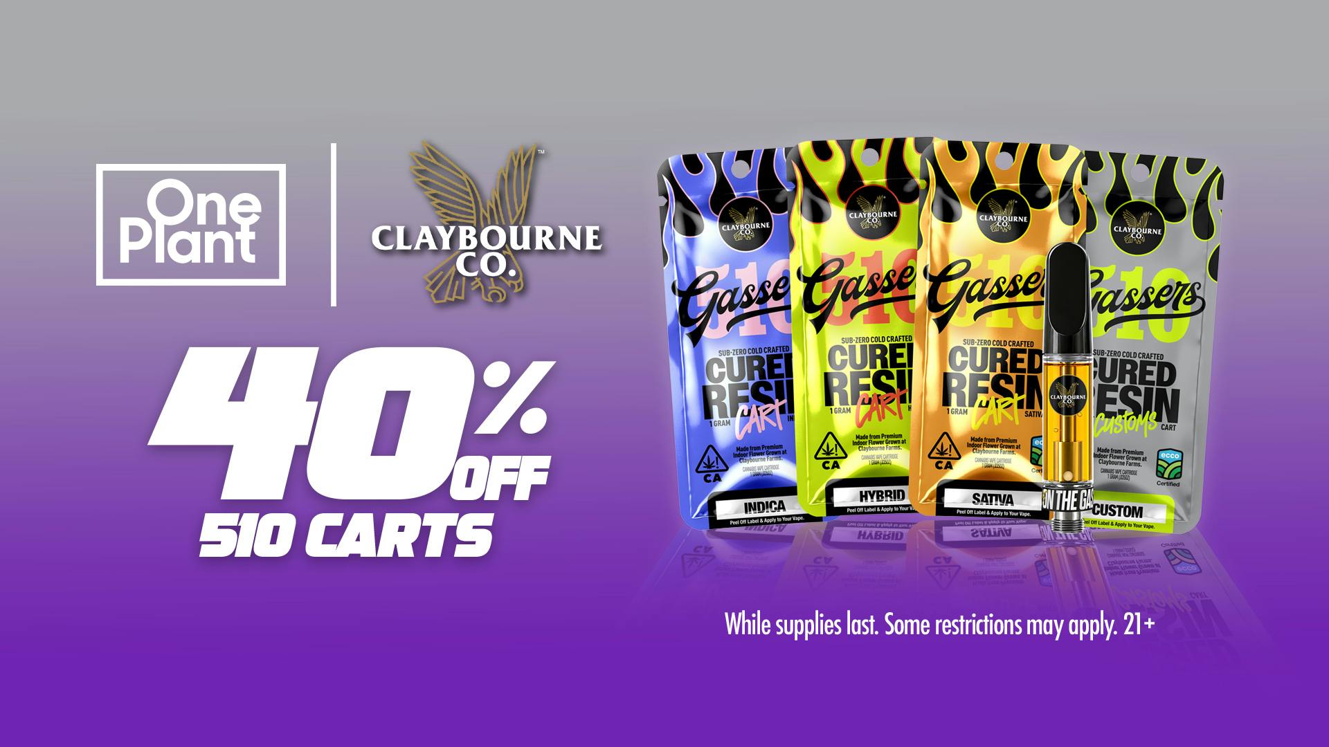 One Plant Lompoc 40% OFF 'Claybourne' 510 Carts!