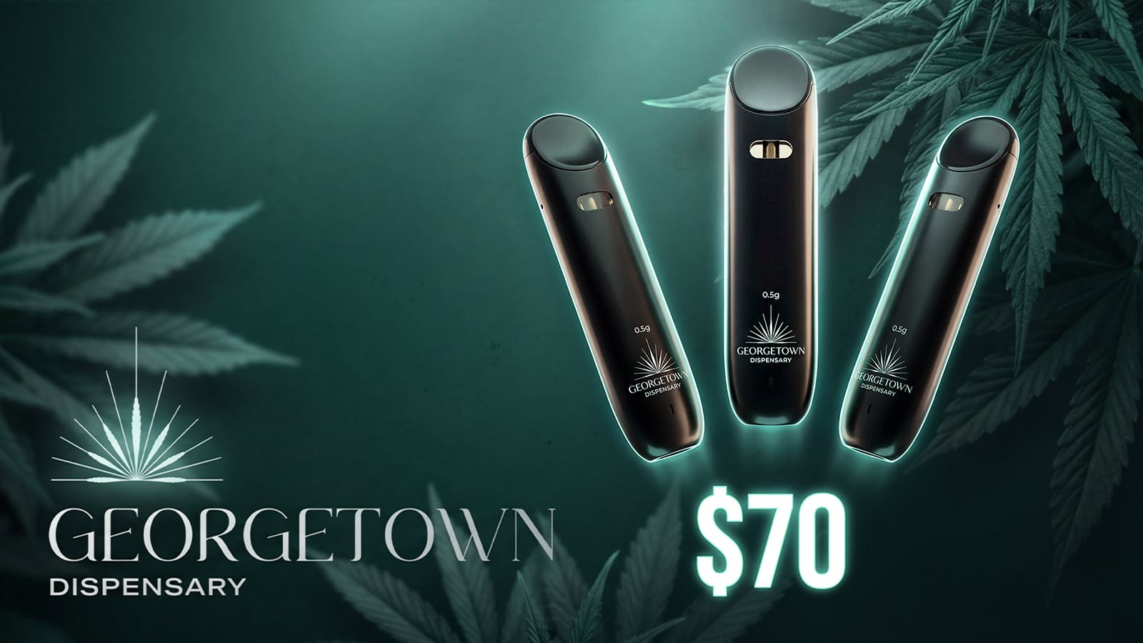Georgetown Dispensary Get 3 select 0.5g vapes for $70.