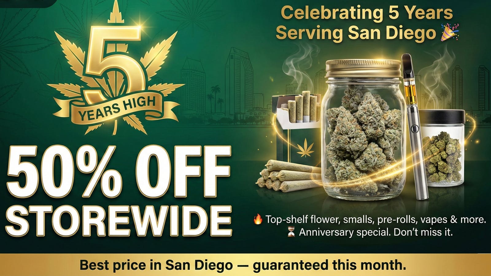 Cali Cannabis Care - Pacific Beach 5-Year Anniversary: 50% OFF Storewide