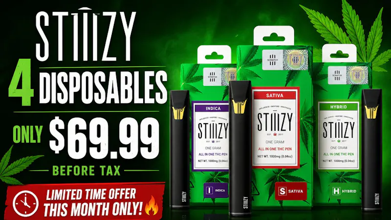 Cali Cannabis Care - Rancho Santa Margarita STIIIZY 4 DISPOSABLES – $69.99 PRE TAX 🔥