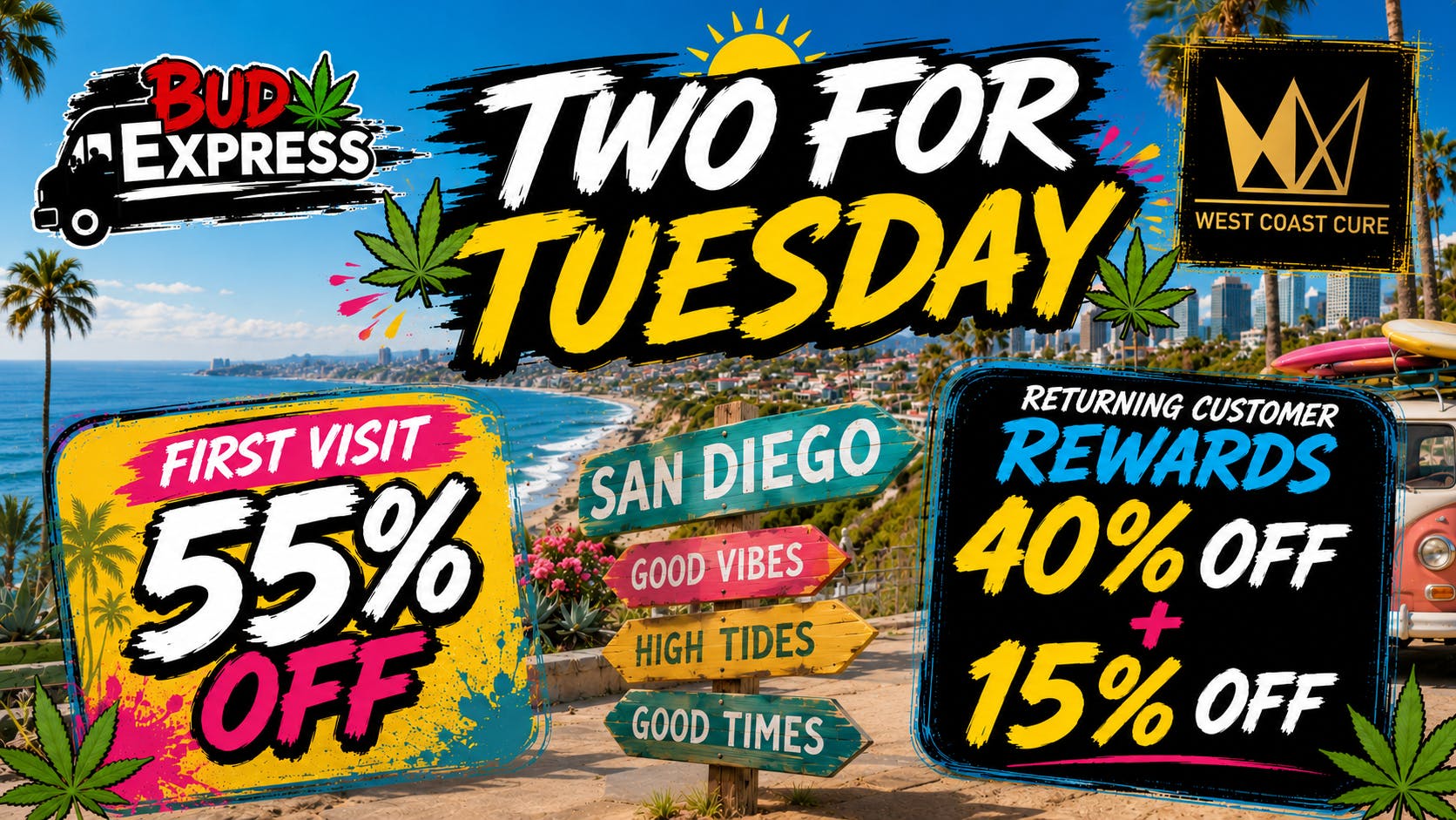 BudExpress - Gaslamp 55% OFF EVERYONE! | TWO FOR TUESDAY | SAN DIEGO