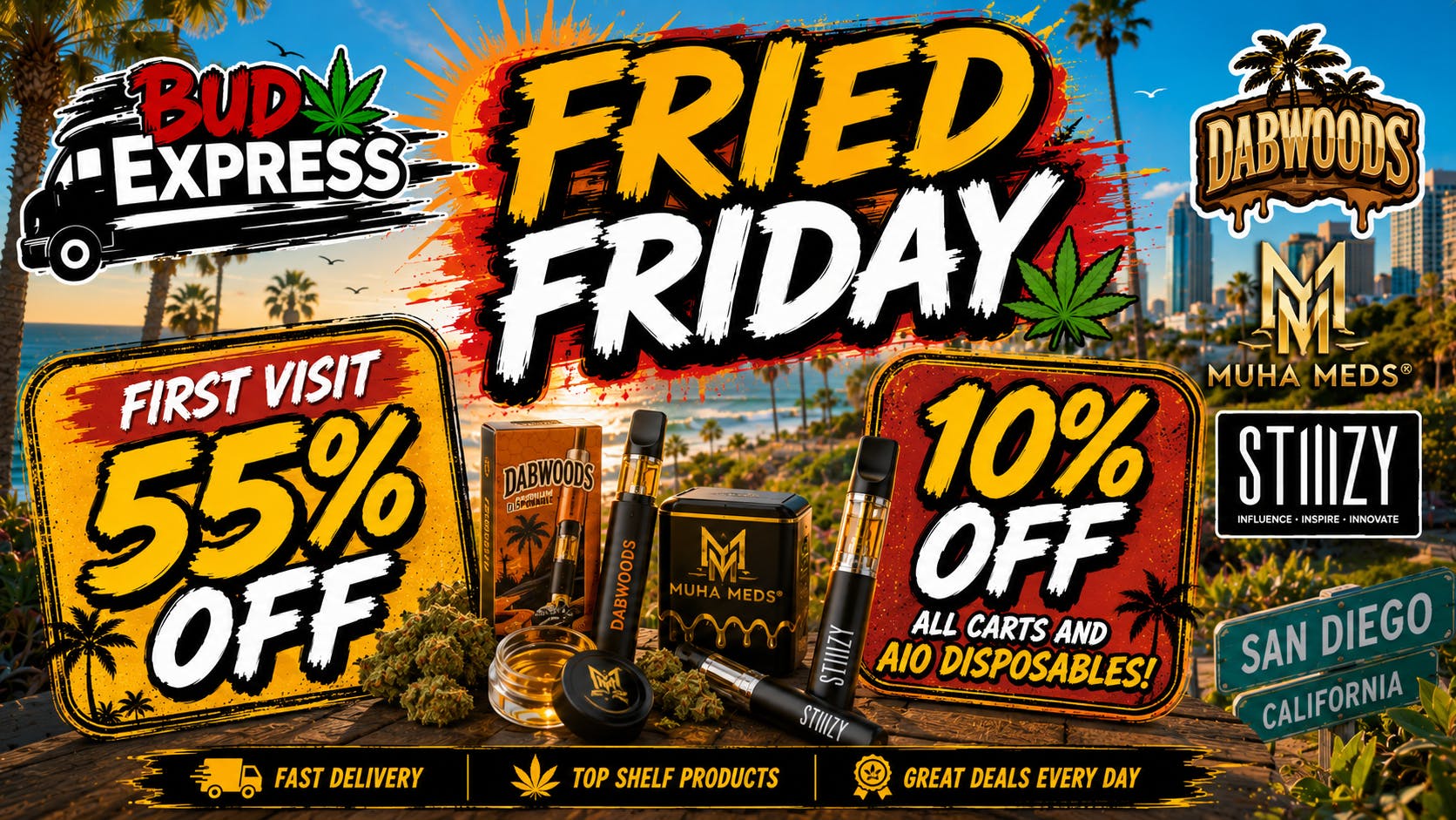 BudExpress - Gaslamp 55% OFF FIRST VISIT| FRIED FRIDAY | SAN DIEGO
