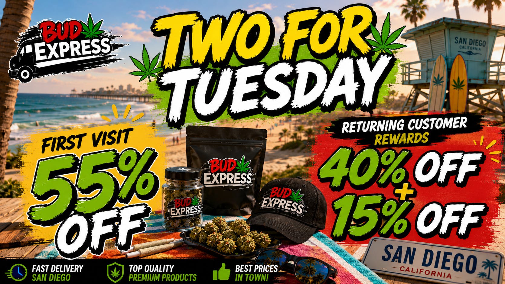 BudExpress - North Park 55% OFF EVERYONE! | TWO FOR TUESDAY | SAN DIEGO