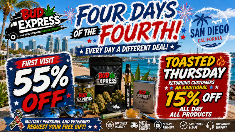 BudExpress - Gaslamp 55% OFF | TOASTED THURSDAY| PREROLL DEAL | SD