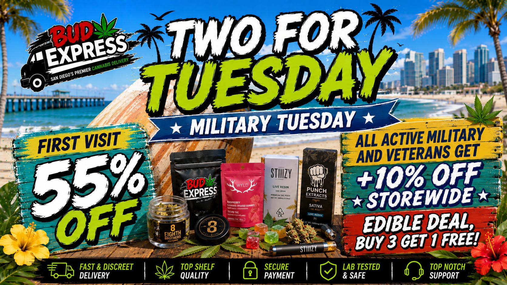 BudExpress - Gaslamp 55% OFF | MILITARY TUESDAY | DEALS FOR ALL!