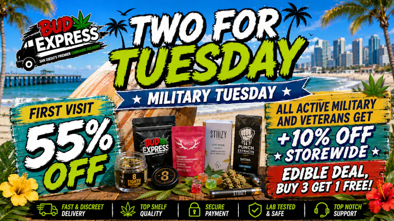BudExpress - Gaslamp 55% OFF | MILITARY TUESDAY | DEALS FOR ALL!