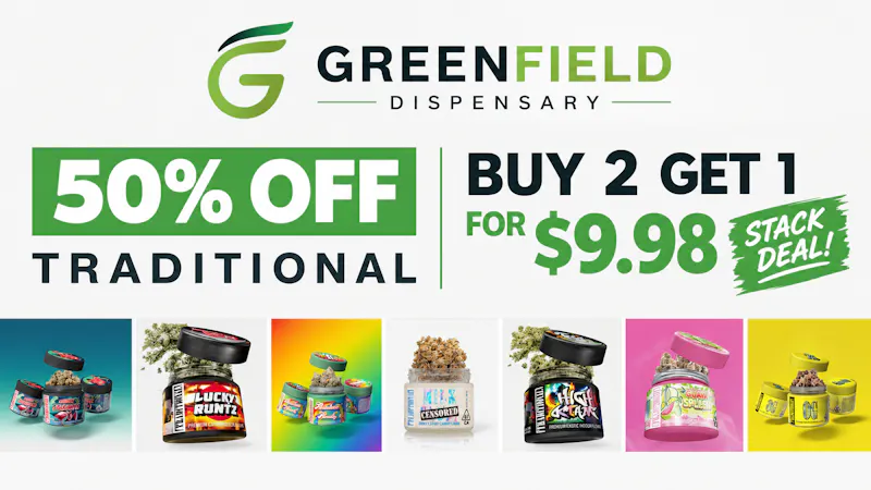 GreenField 50% Off AND buy 2 Get 1 for $9.98