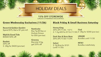 Sessco Recreational Dispensary Holiday Deals - Green Wednesday / Black Friday