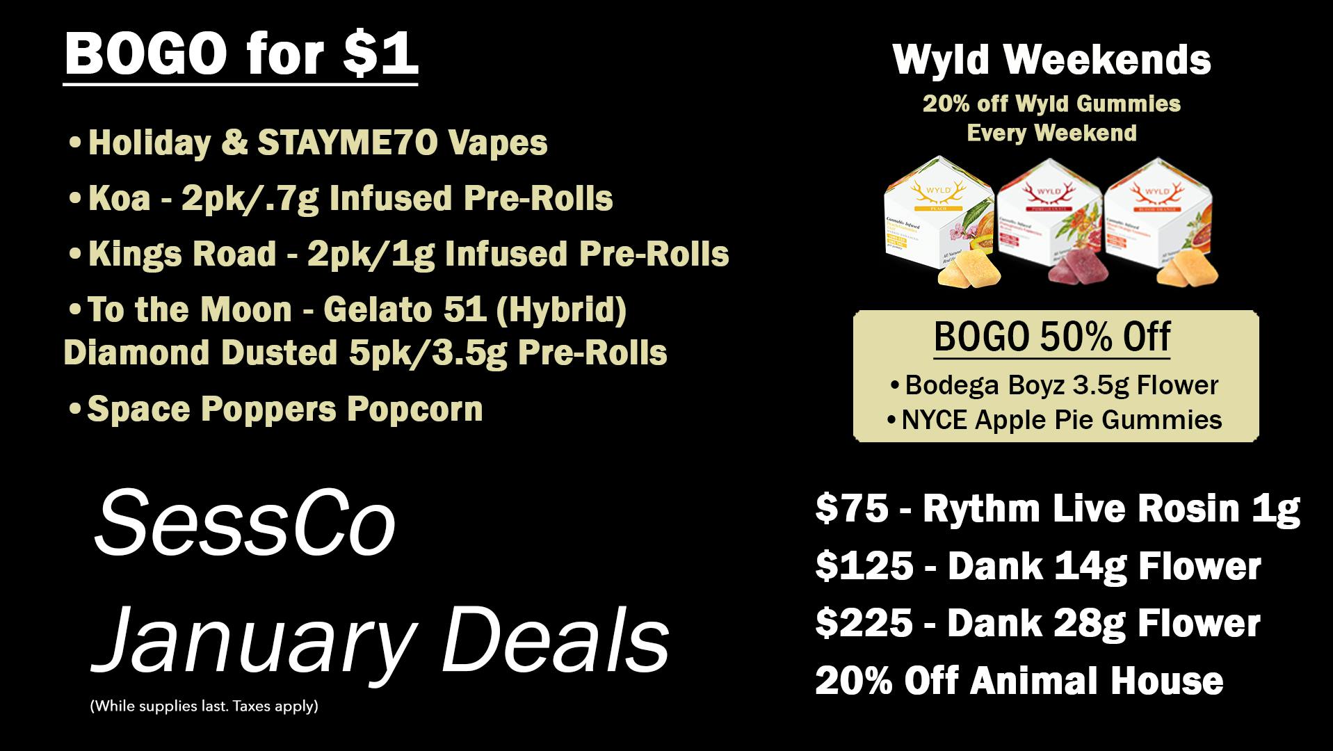 Sessco Recreational Dispensary SessCo January Deals