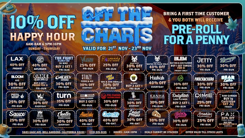 Off The Charts - Bell Gardens - NOW OPEN!! FALL IN LOVE WITH OUR DEALS!
