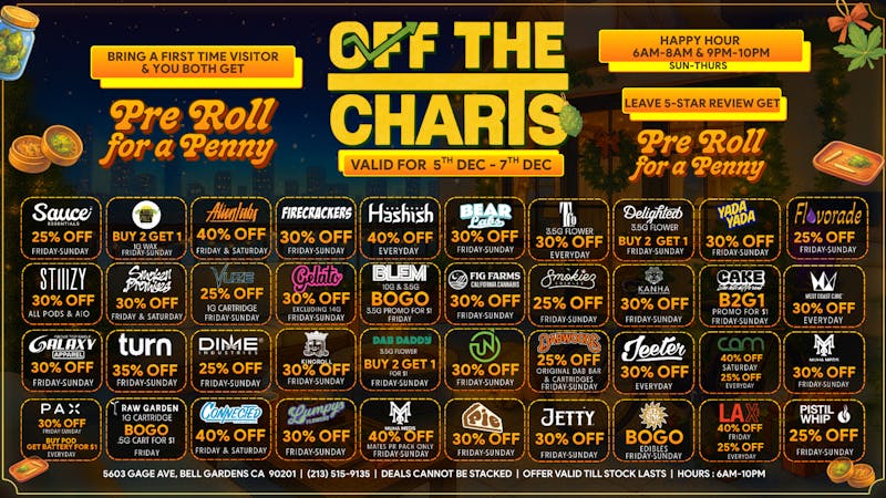 Off The Charts - Bell Gardens - NOW OPEN!! 🍃 THE HOLI-DEALS ARE HERE! 🍃