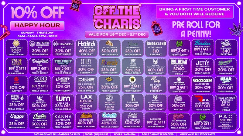 Off The Charts - Bell Gardens - NOW OPEN!! 🎁🎅🏽🍃 High For The Holidaze! 🍃🎅🏽🎁