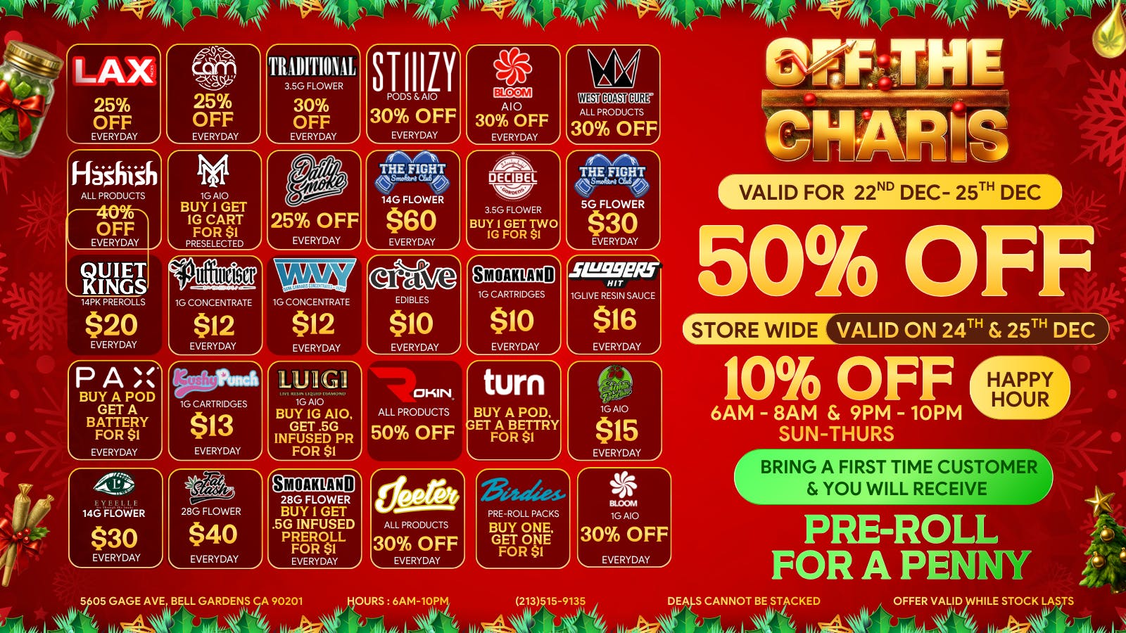 Off The Charts - Bell Gardens - NOW OPEN!! ✨🎄HO HO HO - HOLD UP! 50% OFF WED & THURS ONLY🎄✨