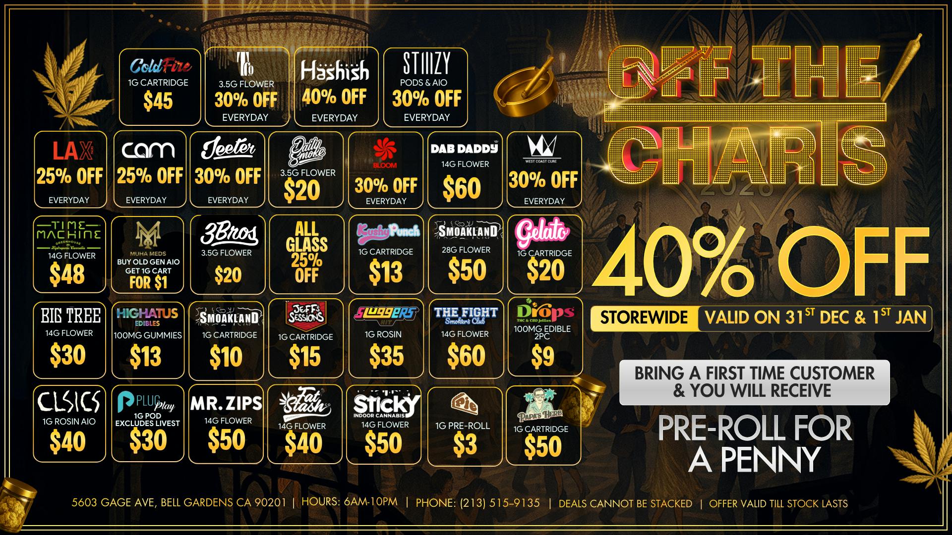 Off The Charts - Bell Gardens - NOW OPEN!! START THE YEAR RIGHT! 40% OFF STOREWIDE WED & THUR