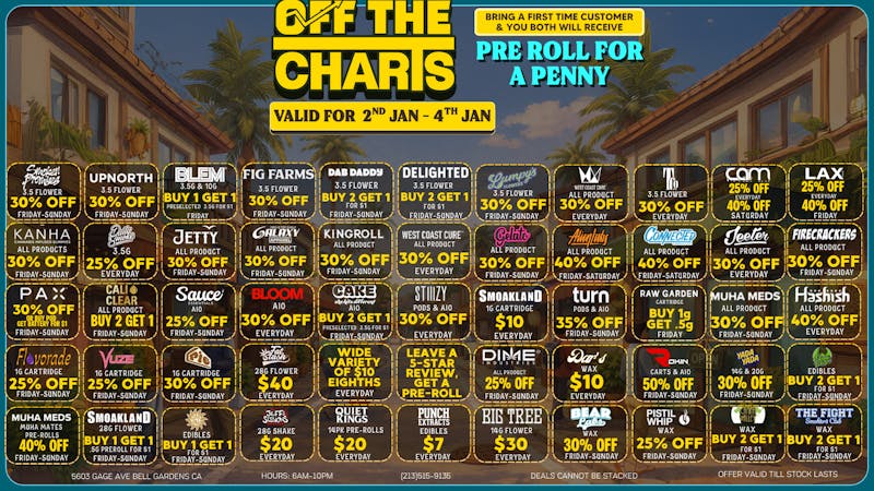 Off The Charts - Bell Gardens - NOW OPEN!! NEW YEARS RESOLUTION? SMOKE MORE WEED!