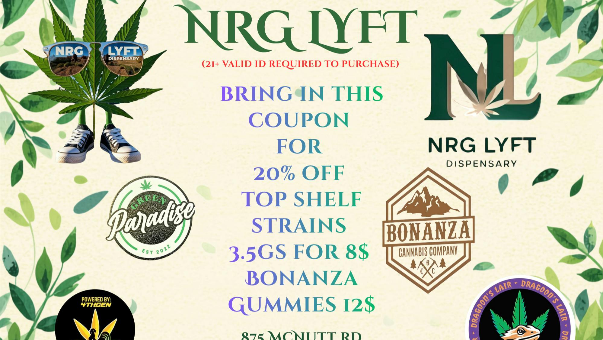 NRG LYFT DISPENSARY HIGH NRG!!!!!!!
