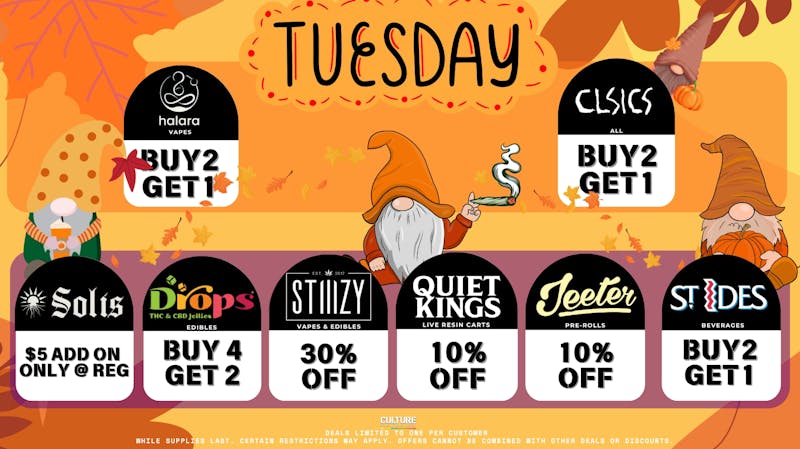 Culture Cannabis Club Marijuana and Weed Dispensary - Corona Temescal Daily Deals! Tuesday