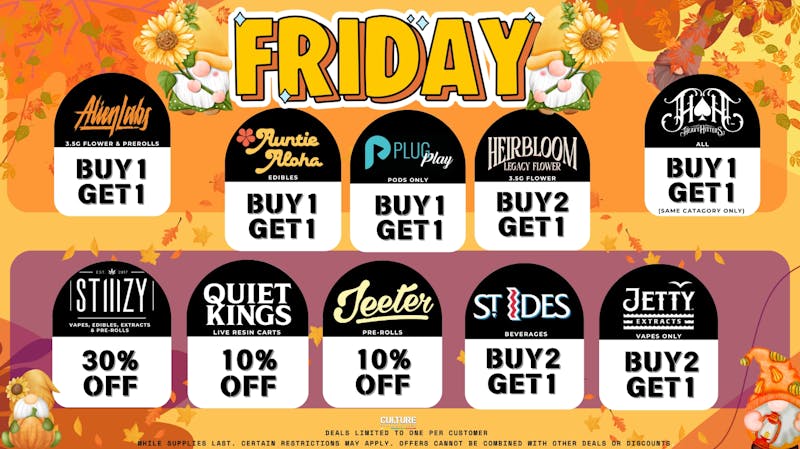 Culture Cannabis Club Marijuana and Weed Dispensary - Corona Temescal Daily Deals! Friday