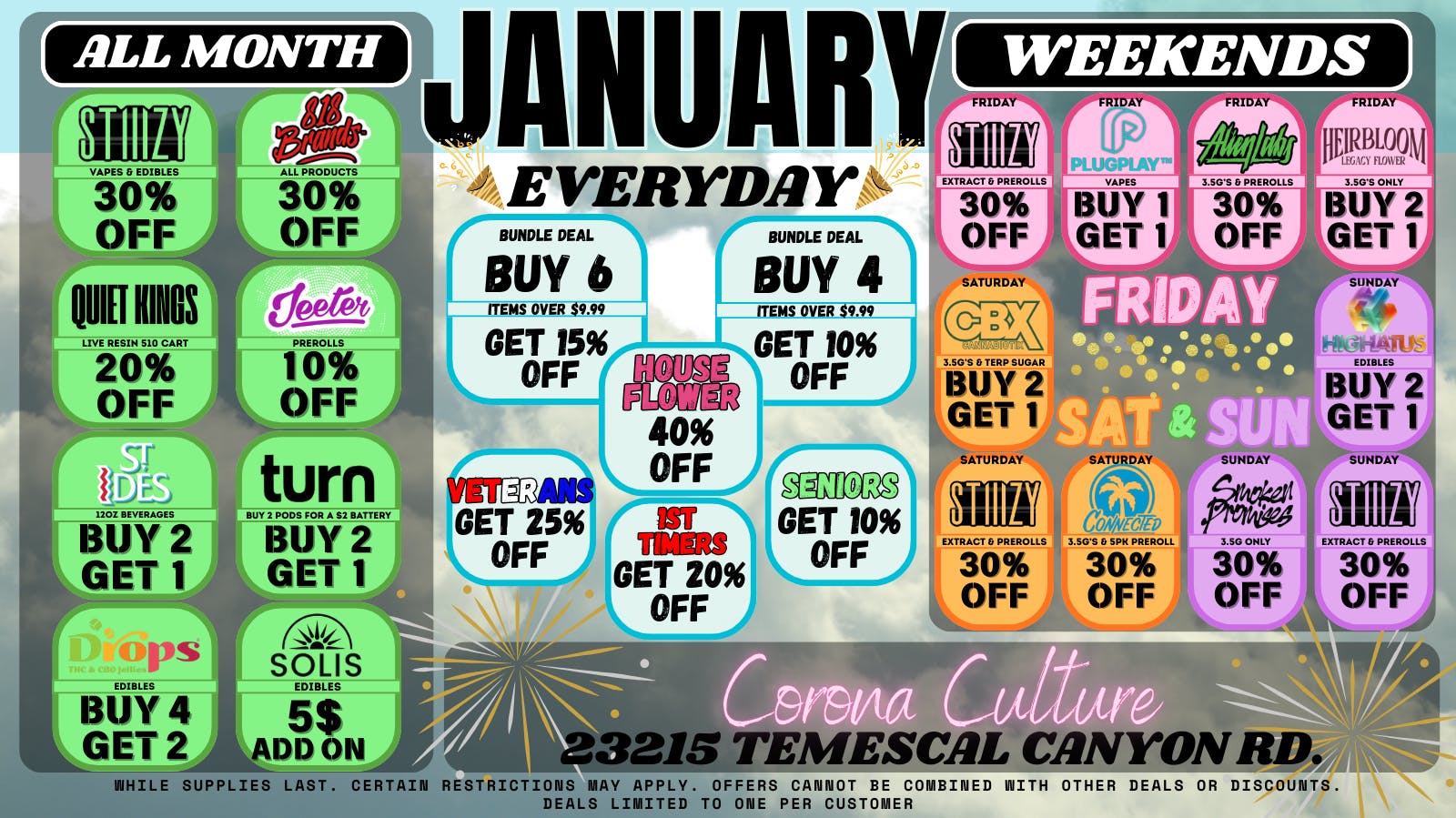 Culture Cannabis Club Marijuana and Weed Dispensary - Corona Temescal WEEKEND DEALS!!