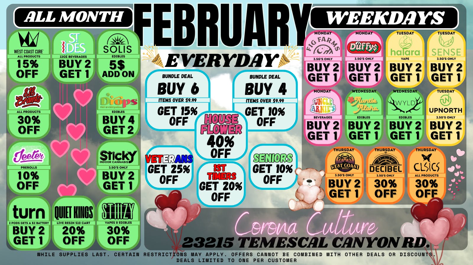 Culture Cannabis Club Marijuana and Weed Dispensary - Corona Temescal Weekday Deals!!