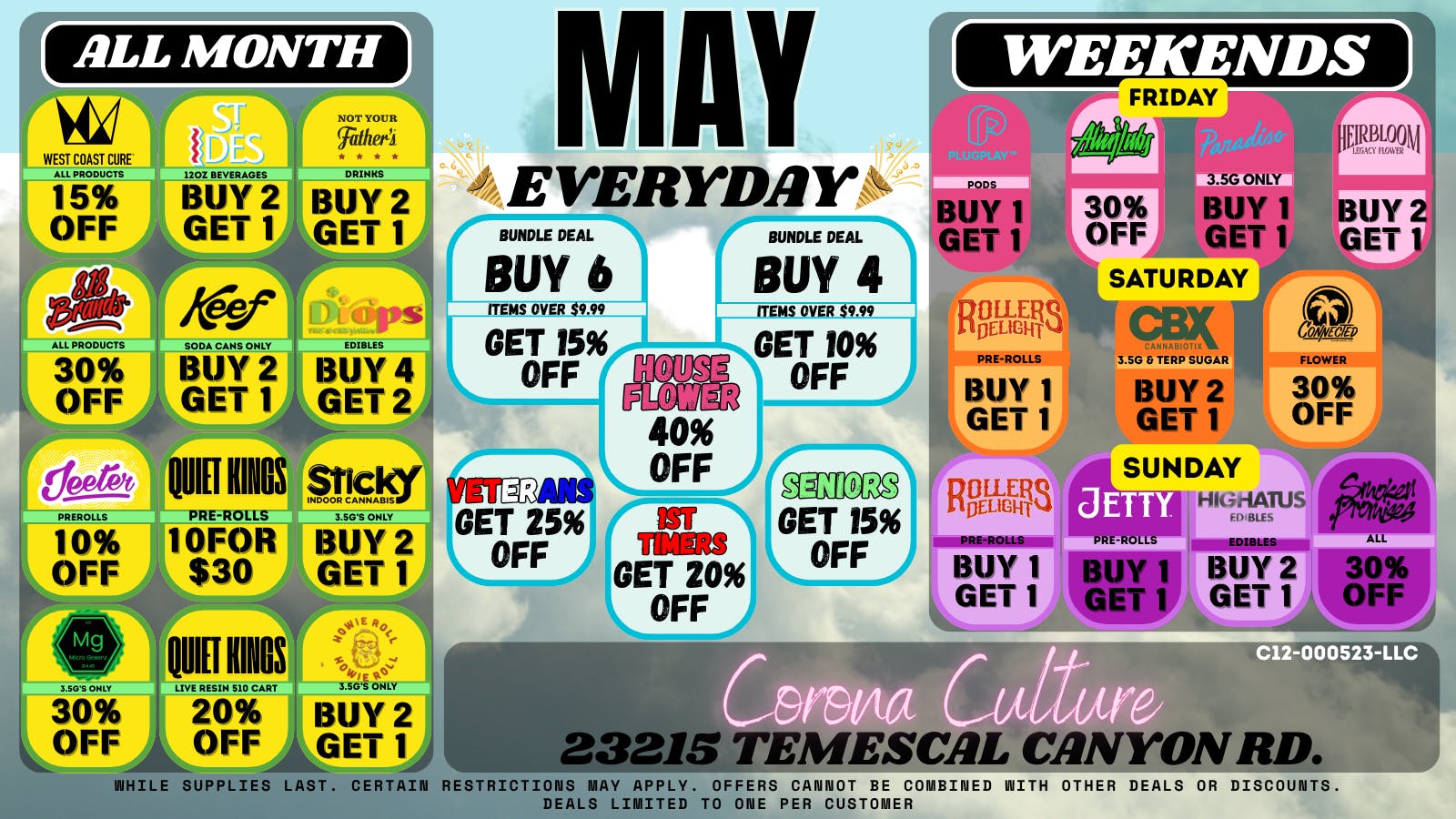 Culture Cannabis Club Marijuana and Weed Dispensary - Corona Temescal Weekend Fuel-Up: High Vibes, Higher Savings