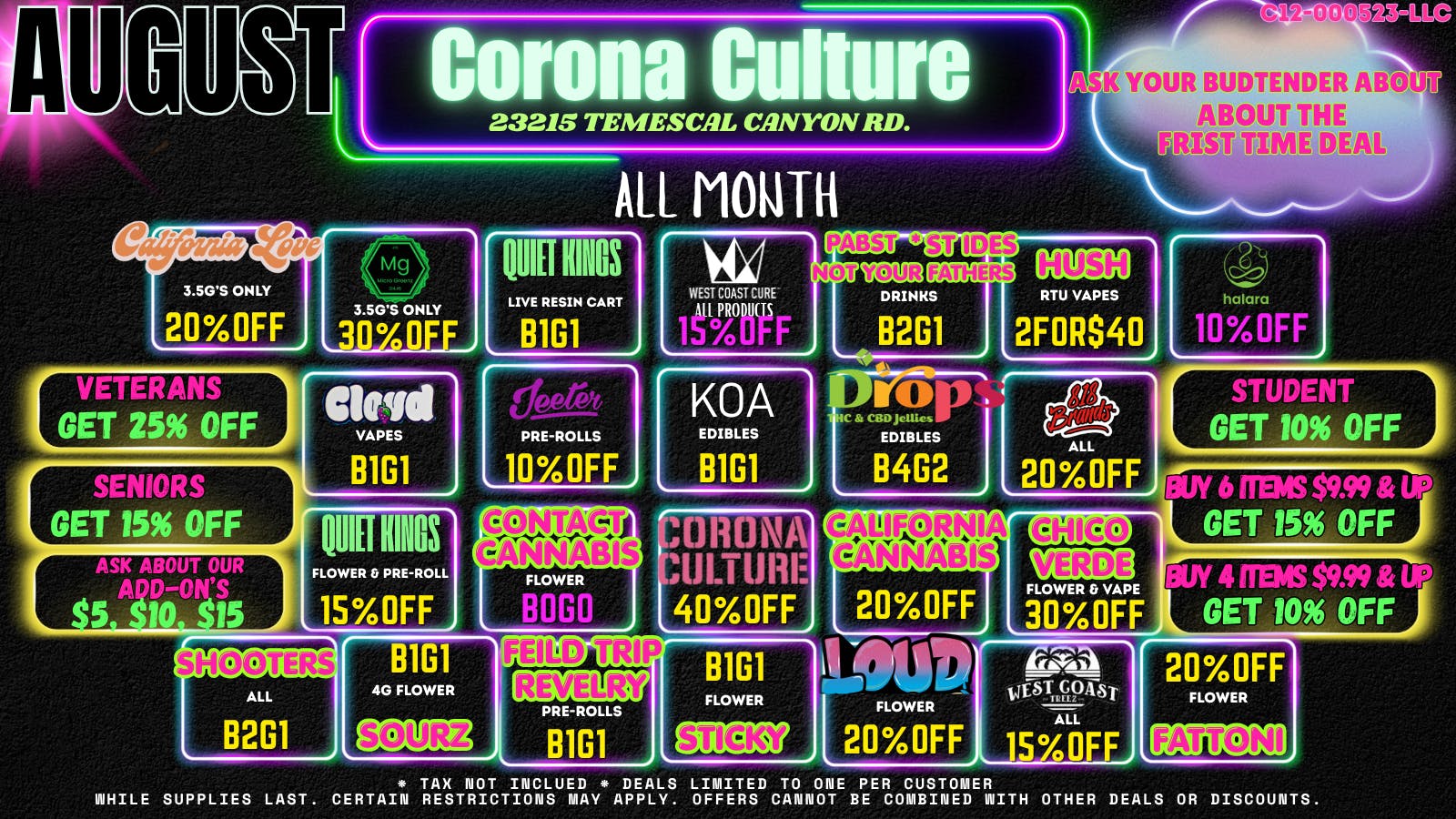 Culture Cannabis Club Marijuana and Weed Dispensary - Corona Temescal 🔥 AUGUST DAILY DEALS ARE LIVE ALL MONTH LONG! 🗓️