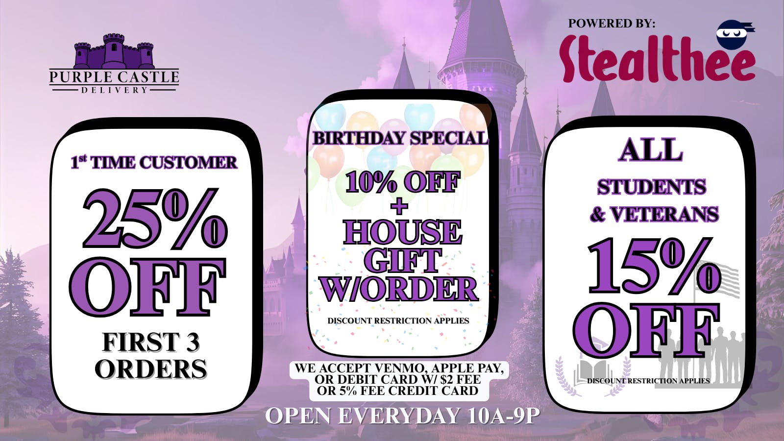 Stealthee Delivery First Time Customer 25% OFF FOR THE FIRST 3 ORDERS