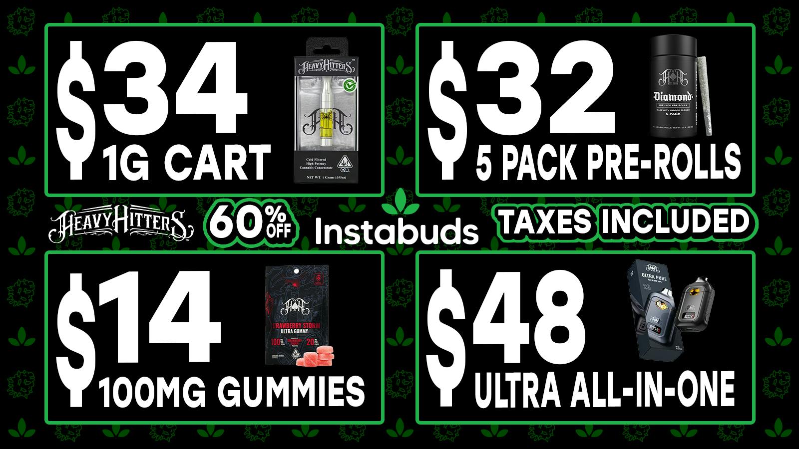 Instabuds $34 Heavy Hitters Vape Cart 1g! 💨Limited Time⏳