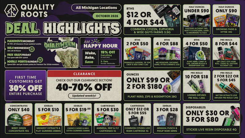 Quality Roots Monroe October Deals at Quality Roots 🍂 🎃 🍁