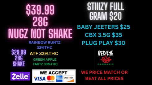 Redeye Cannabis - Downtown LA $39.99 OUNCE DEALS 32.9%THC & FREE DELIVERY