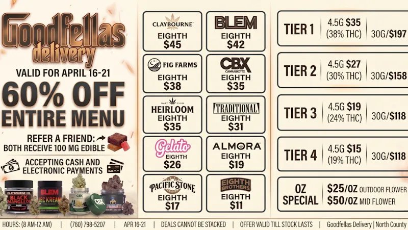 Goodfellas - San Marcos 420 FLOWER SPECIALS