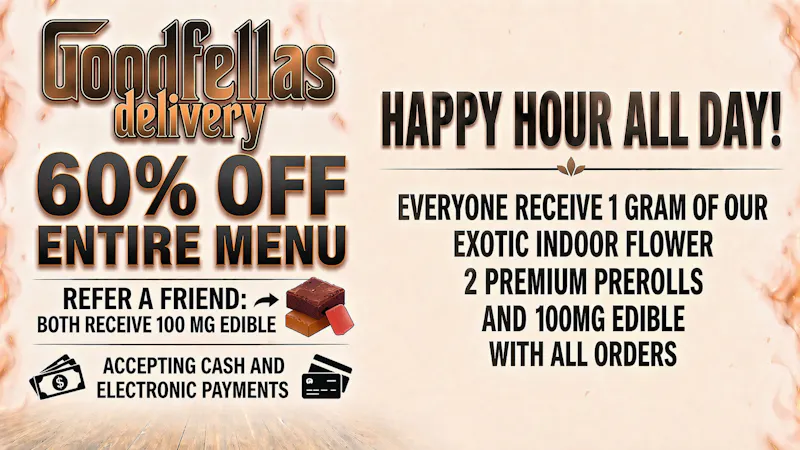 Goodfellas - Vista HAPPY HOUR ALL DAY 60% OFF + FREEBIES