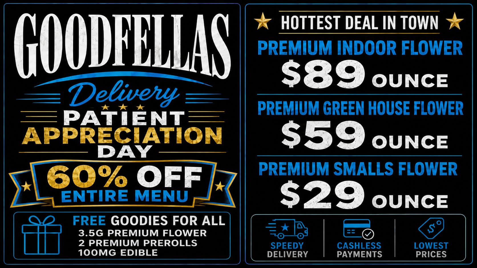 Goodfellas - Vista ENTIRE MENU 60% OFF + FREE GOODIES WITH ALL ORDERS
