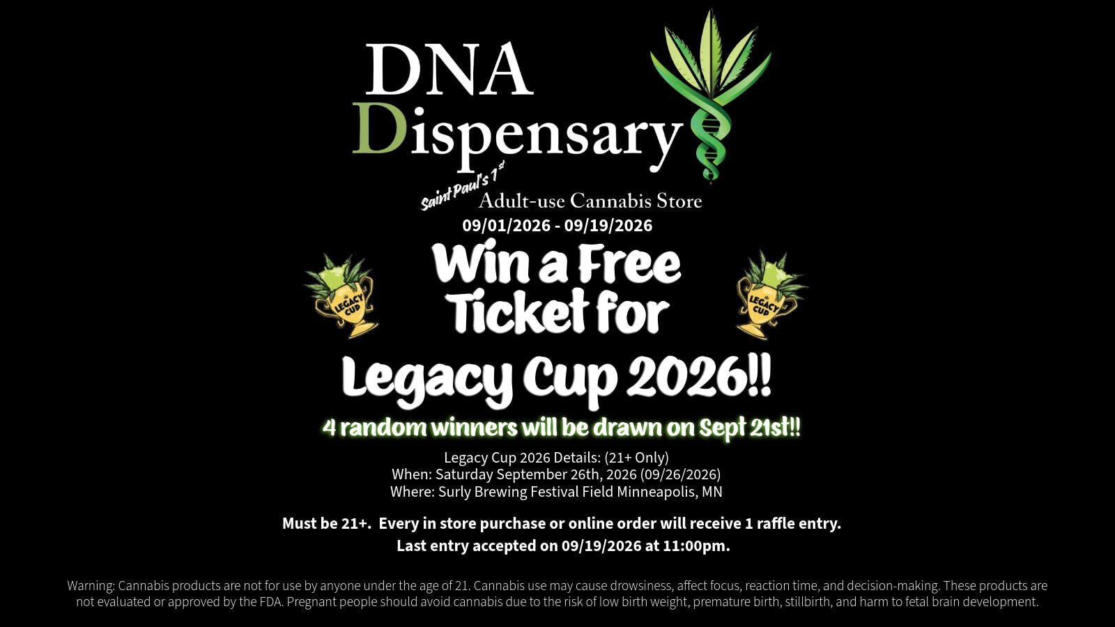 DNA Dispensary Win a FREE Ticket to Legacy Cup 2026!!!