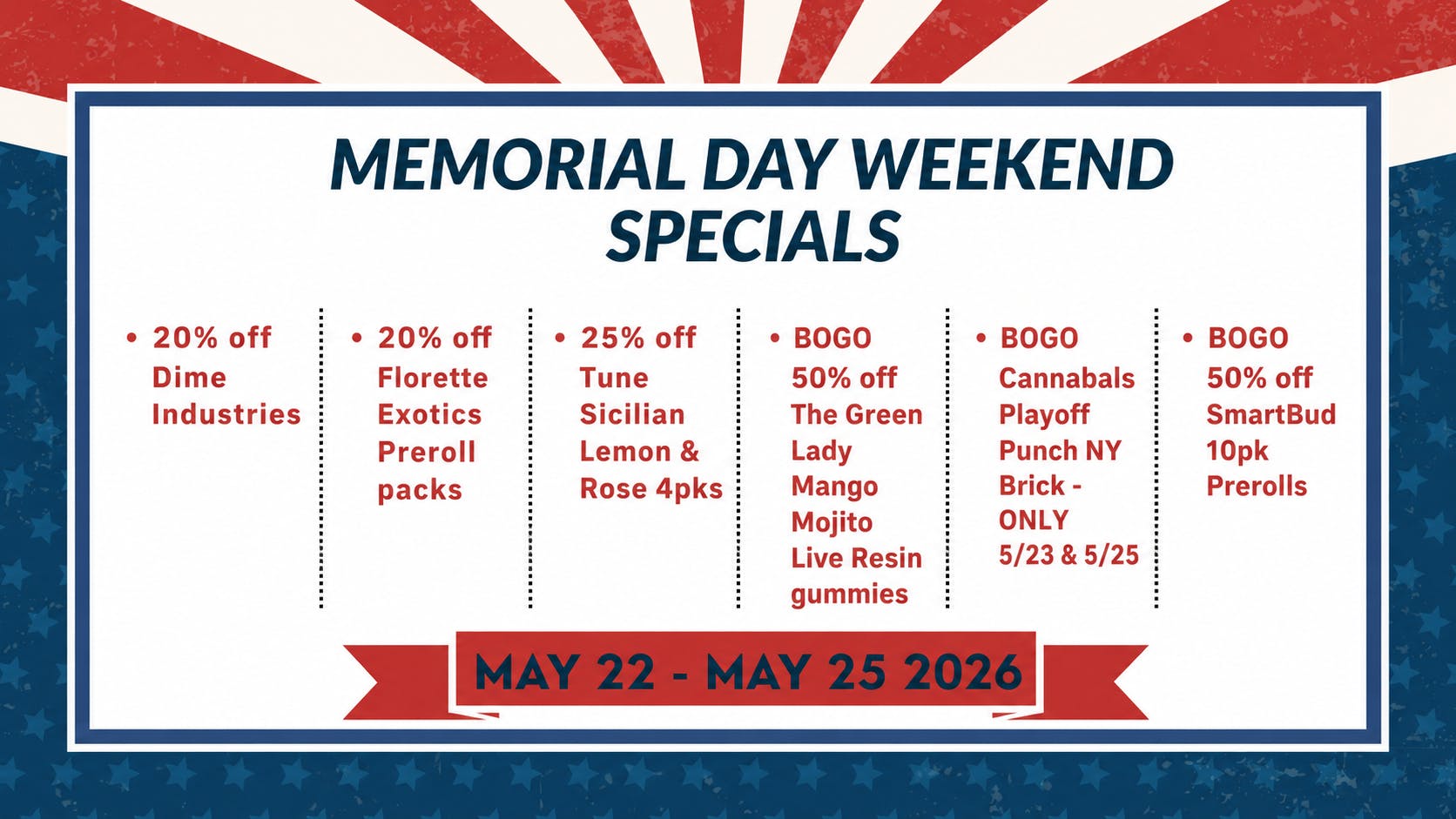 Exit 31 Exotic Memorial Day Weekend Specials!