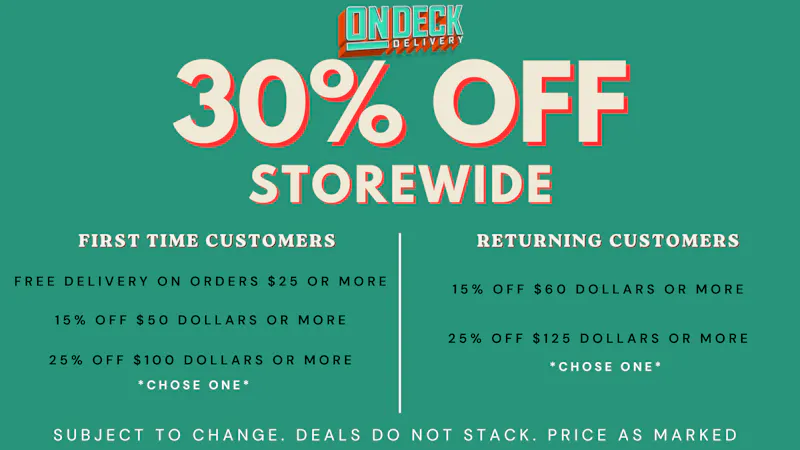 On Deck Delivery 30% OFF STOREWIDE