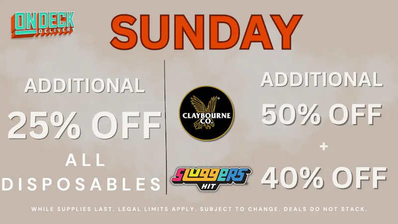 On Deck Delivery 25% OFF ALL DISPOSABLES & 50% OFF SELECT PRODUCTS