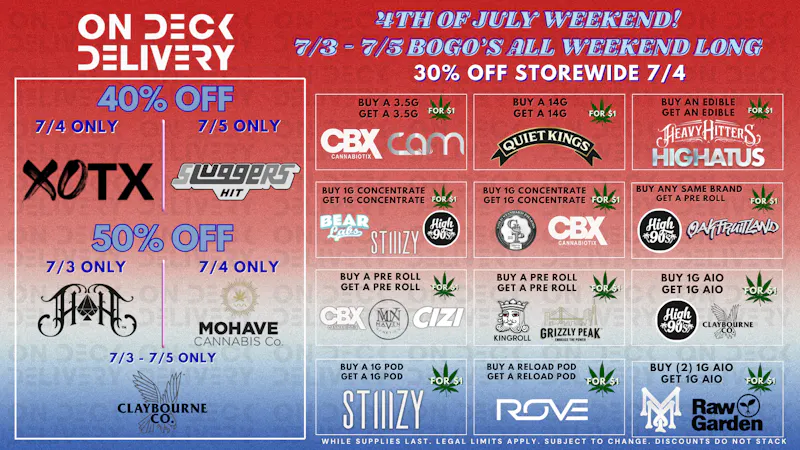 On Deck Delivery 4TH OF JULY DEALS!
