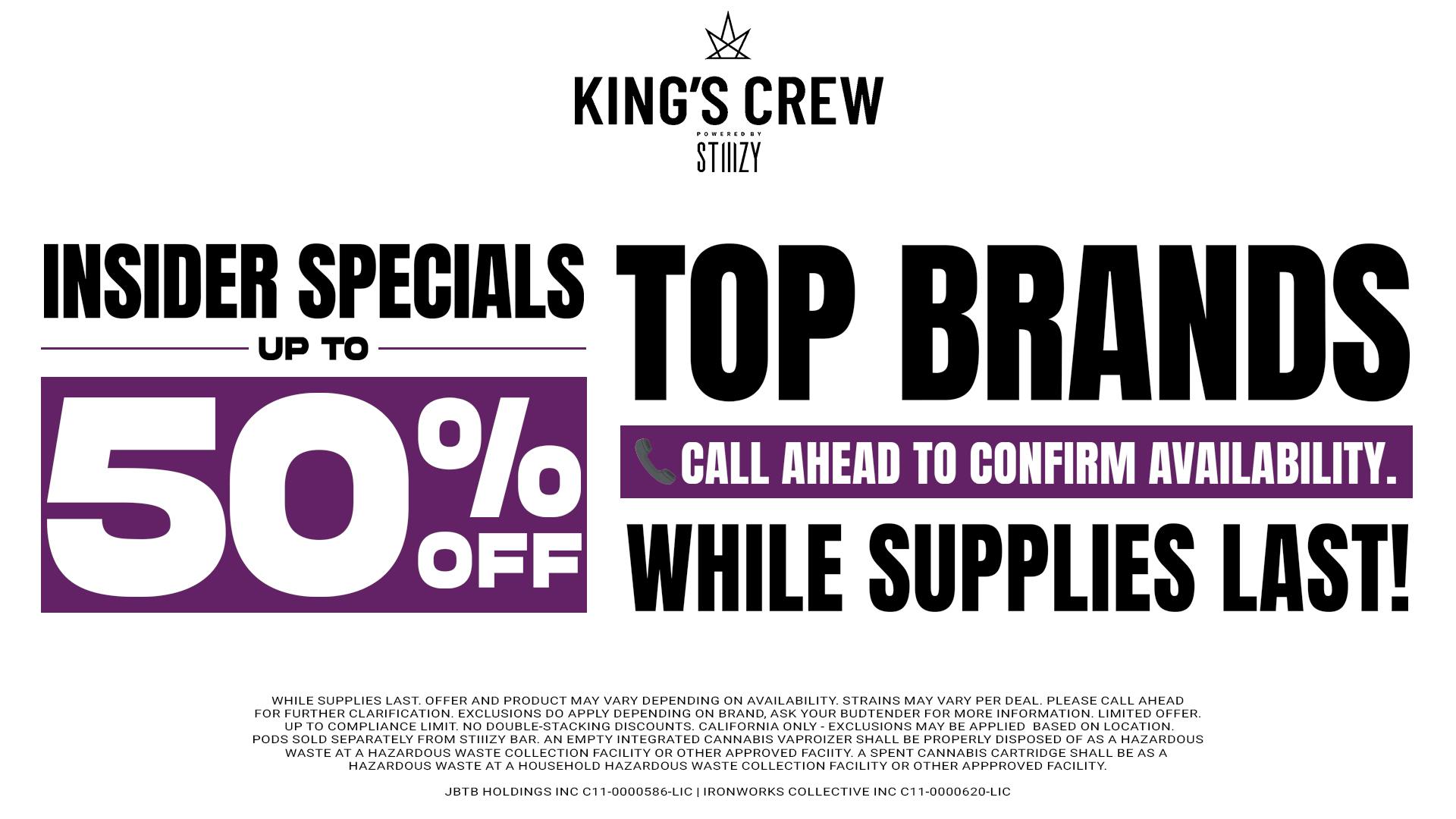 King's Crew Up to 50% off Select Items