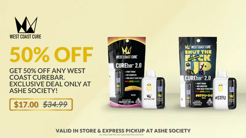 ASHE Society - OC WEST COAST CURE: 50% off all Cure Bars