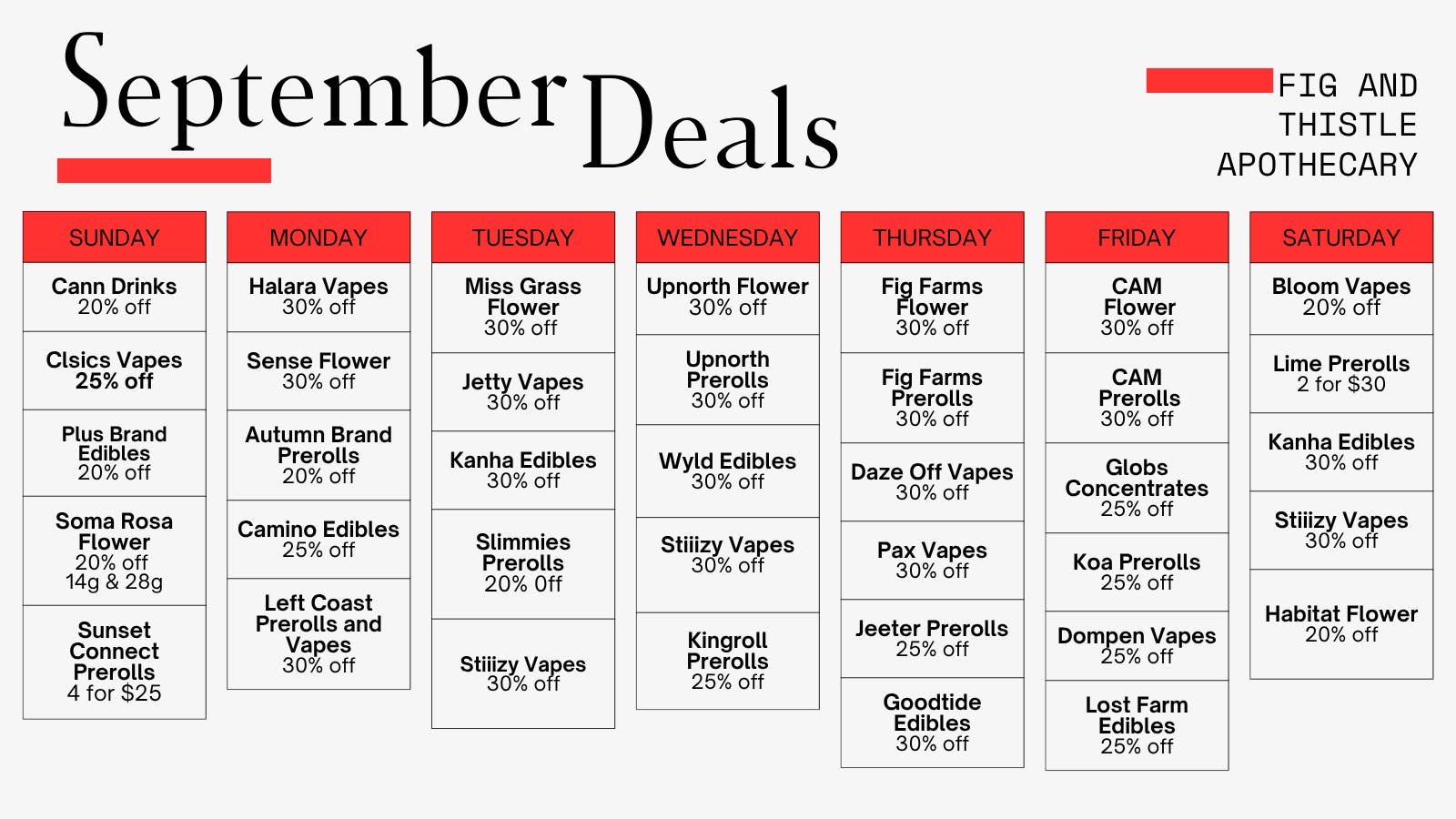 Fig & Thistle Apothecary September Deals Fig and Thistle Apothecary