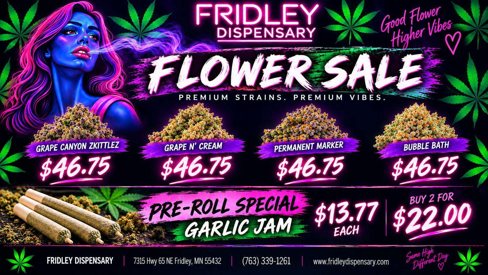 Fridley Dispensary FLower and Pre-roll sale