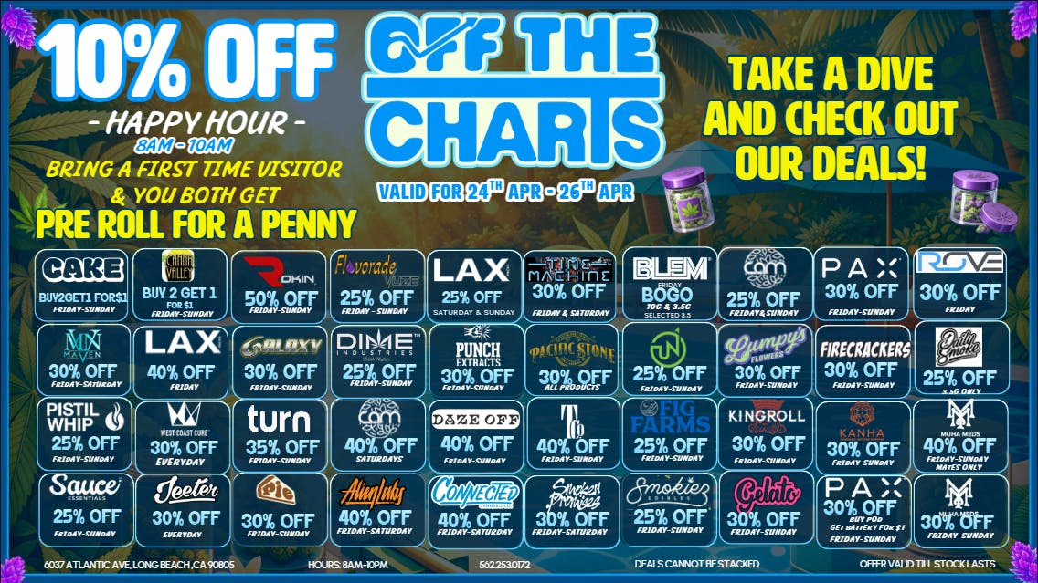 Off the Charts - Long Beach 4/20 may be over, deals still lit 🔥