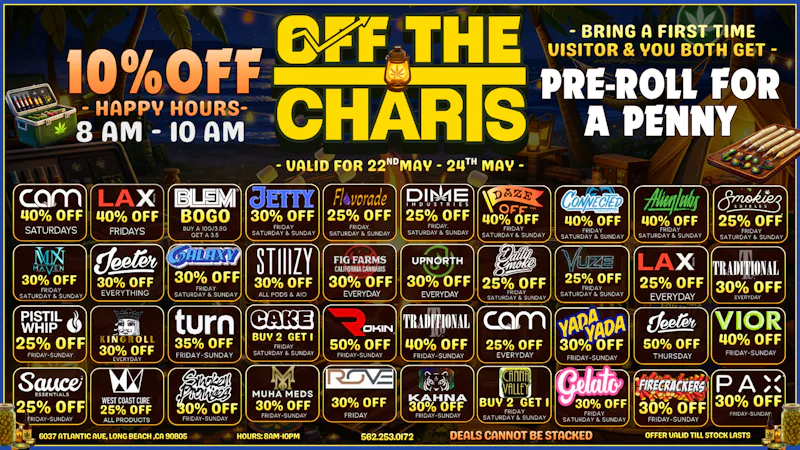 Off the Charts - Long Beach SPARK ONE UP FOR THESE SAVINGS!!😮‍💨🍃🔥