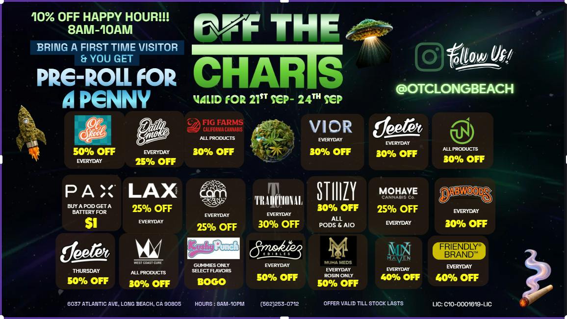 Off the Charts - Long Beach 🚀🛸 BLAST OFF INTO A GALAXY OF DEALS! 👽🌿