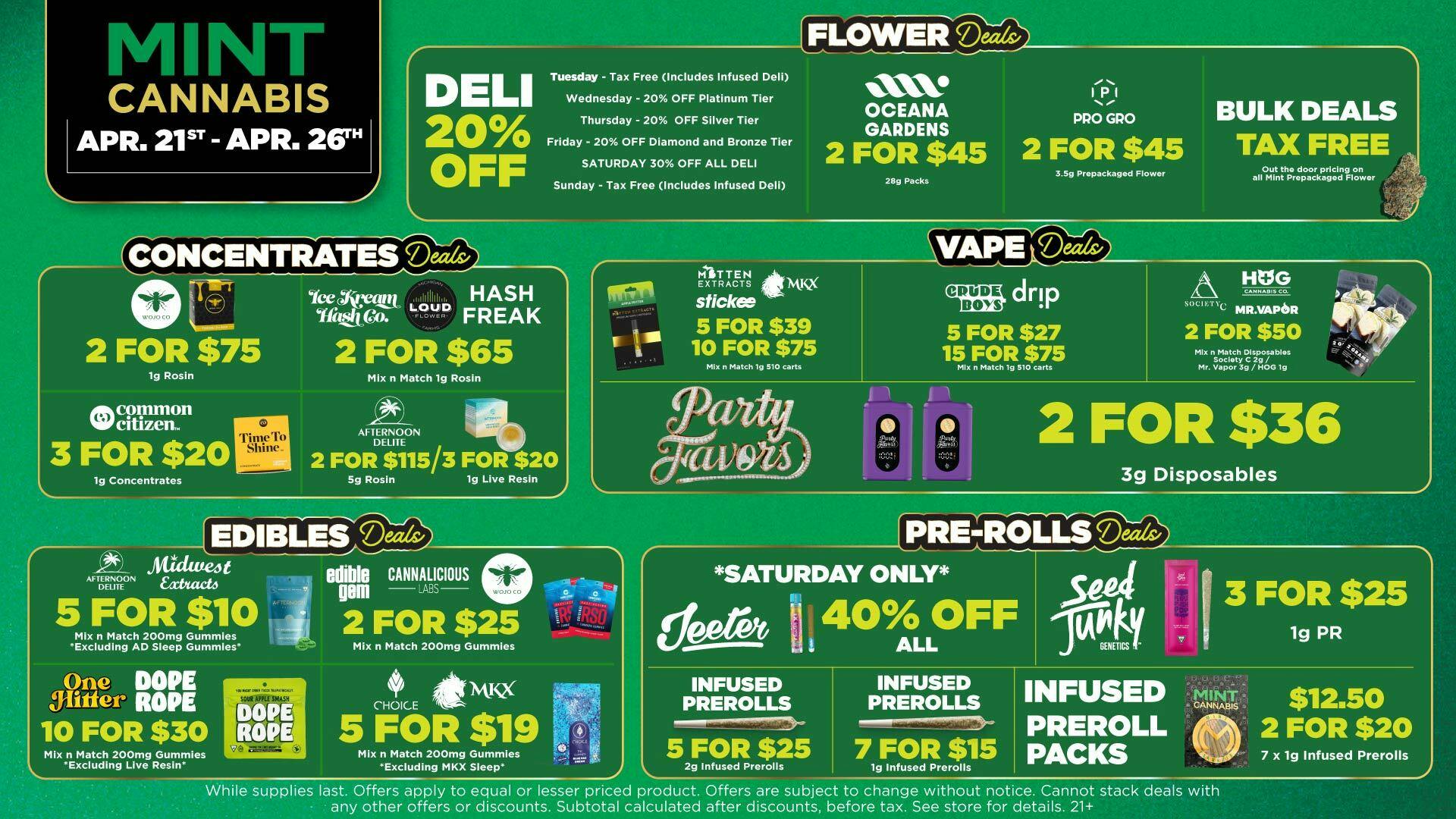 Mint Cannabis - Coldwater Mint's HOTTEST Weekly Deals