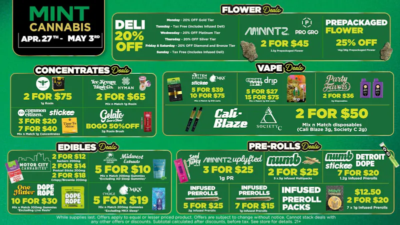 Mint Cannabis - Monroe Mint's HOTTEST Weekly Deals